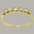 thumbnail image 3 of LBG British Made 18k Yellow Gold Natural Diamond & Cultured Pearl Womens Eternity Ring - 33 size options - Size 11.5, 3 of 9