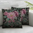 thumbnail image 3 of Qinduosi Decorative Throw Pillow Cover for Couch Sofa, Floral Pattern with Pink Roses Embroidered Flowers on Black Home Decor Pillow Case Inch, 3 of 5