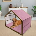 thumbnail image 2 of Emoticon Pet House, Retro Style Comic Book Pattern on Pink Backdrop Girlish Pop Art, Outdoor & Indoor Portable Dog Kennel with Pillow and Cover, 5 Sizes, Pink Sea Green Yellow, by Ambesonne, 2 of 4