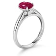 thumbnail image 3 of Gem Stone King 10K White Gold Red Ruby Solitaire Engagement Ring for Women (1.60 Cttw, Oval 8X6MM, Gemstone July Birthstone, Available in Size 5, 6, 7, 8, 9), 3 of 4