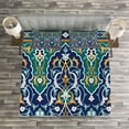 thumbnail image 3 of Ambesonne Oriental Quilted Bedspread Set 3 Pcs, Hippie Tribals, Queen Size, Blue Mustard, 3 of 3
