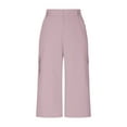 thumbnail image 6 of Hurxie Women's Sweatpants Capri Pants Cropped Jogger Running Pants Lounge Loose Fit Drawstring Waist with Side Pockets Pink,M, 6 of 7