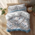 thumbnail image 2 of Summer Ocean Queen Size Comforter Set, Coastal Starfish Conch Shell Blue Wave Seascape Bedding for All Seasons, 4 Pcs Bed Set, 1Quiltcover (90"x92") ,1Sheet(94"x116"), 2Pillowcases (30"x20"), 2 of 11