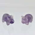 thumbnail image 4 of Purple Piggies 2 Hand Carved Amethyst Pig Animal Beads | 22x13x11mm | Purple | 2 Beads, 4 of 12