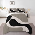 thumbnail image 3 of Black Beige Striped Comforter Set King Size,Boho Modern Geometric Abstract Bedding for Women Men Adults, Stripes Bold Lines Quilt,Minimalist Stylish Art Bedding Comforter Sets, 3 of 6