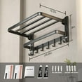 thumbnail image 5 of Towel Racks for Bathroom, 24-Inch Towel Shelf with Towel Bar Foldable Towel Holder with 7 Hooks Towel Storage Organizer for Bathroom & Lavatory Wall Mounted(Matte Black), 5 of 13