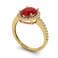 thumbnail image 2 of Clara Pucci 14K Yellow Gold Solid Gold Ruby Solitaire with Accents Anniversary Ring for Women - 2.27 cttw Oval Cut, 2 of 7