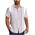 thumbnail image 2 of Mens Tops Plus Size Short Sleeve Lapel Button Up Solid Color Casual Summer Shirt 1-Purple S, 2 of 6