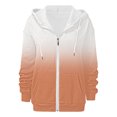 thumbnail image 4 of Women's Gradient Color Full Zip Hooded Sweatshirt, Soft Breathable Long Sleeve Pullover for Spring Autumn Casual Wear, Streetwear Fashion and Daily Comfort Orange XXL, 4 of 6