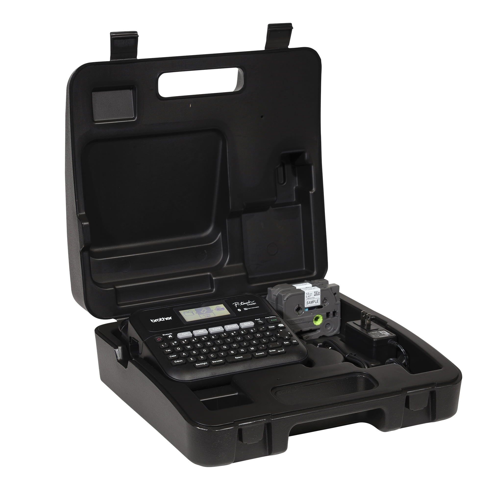 Brother P-touch Business Expert Connected Label Maker PT-D460BTVP with Bluetooth® Connectivity, includes Carry case and 4m Black Print on Clear Sample Label Tape ~1/2” (12mm)