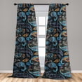 thumbnail image 2 of Paisley Window Curtains, Gothic Vibes Oriental Floral Motifs with Vintage Writings Pattern Art, Lightweight Decor 2-Panel Set with Rod Pocket, Pair of - 28"x84", Vermilion Sky Blue Plum, by Ambesonne, 2 of 3