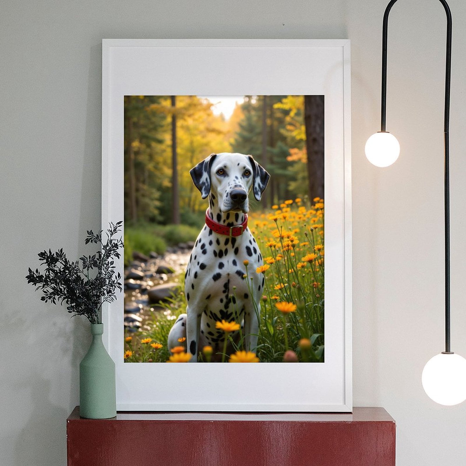 Diamond Art Kit for Adults, Dalmatian Flower Stream Scene Diamond Painting for Adults Beginners, 5D DIY Diamond Art Painting Kits, Colorful Diamond Painting Craft for Home Decor 12x16