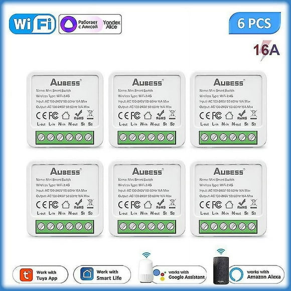 Tuya Smart Wifi Switch 16a 2 Way Control Switches Mini Smart Breaker Smart Life Control Support Alexa Google Home Yandex Alice