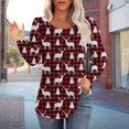 thumbnail image 2 of QASIEATN Sweatshirt for Graceful Women Fashion, Fall Tops Loose Fit Pleated Long Sleeve Shirts Casual Crewneck Floral Print Blouse Plus Size Tees, Womens Fall Tops, 2 of 5