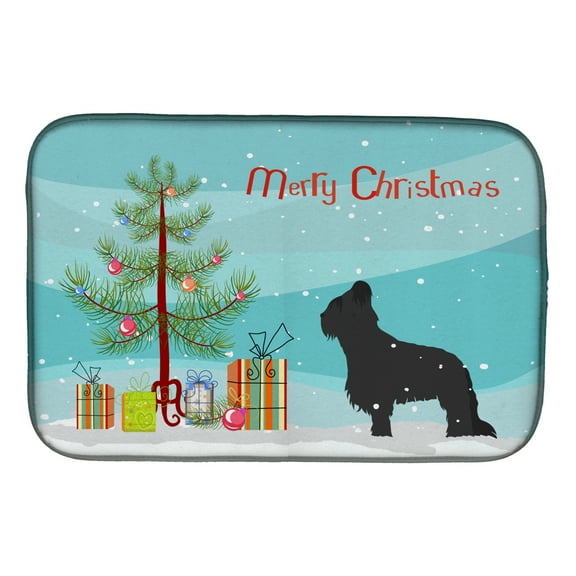 Briard Merry Christmas Tree Dish Drying Mat