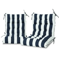 2 Pcs Set High Back Patio Chair Cushions, Tufted Rocking Chair Cushions, Adirondack Cushions for Garden Porch Home Office Chair Use,44'' x 22''x 4'', 2 Pack-Blue/White Striped