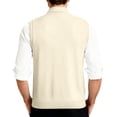 thumbnail image 4 of Mens V Neck Knitted Sweater Vest Sleeveless Button Down Cardigan Classic Business Casual Gilet Spring Fall Beige L, 4 of 10
