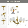 thumbnail image 5 of LovingAHome 6-Light Gold Chandelier with White Fabric Shades for Living Room,Bedroom,Foyer, 5 of 11