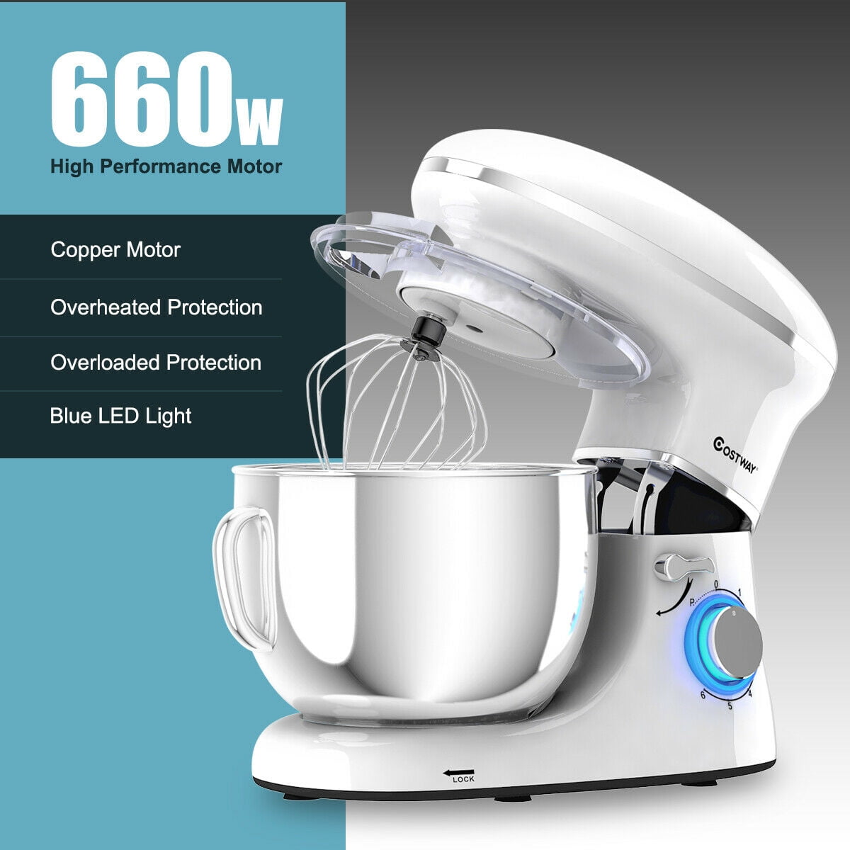 COSTWAY 3-in-1 Stand Mixer, 800W 6-Speed Tilt-Head Food Mixer, 7 QT  Upgraded Mixer w/Whisk, Dough Hook, 2 Beaters and 304 Stainless Steel Bowl,  Meat
