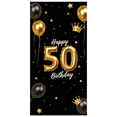 thumbnail image 2 of Black Background Happy 50th Birthday Banner with Golden Balloons Crowns Stars and Cakes Party Decoration Backdrop for Birthday Parties Photography Props Celebrations, 2 of 8