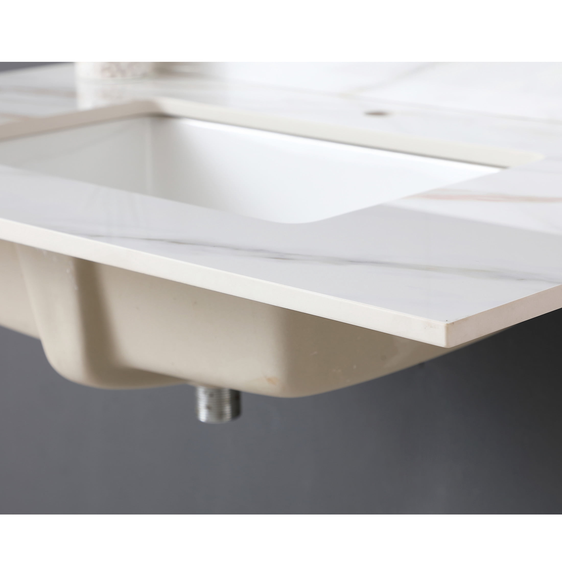 Noble House 37-Inch Bathroom Vanity Top with Undermount Sink, Backsplash, Pre-Drilled Faucet Hole, White