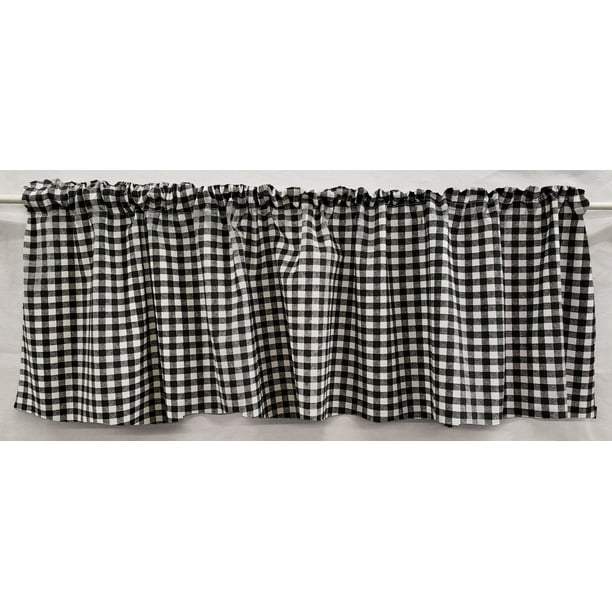 Black & White Checked Gingham Valances by Penny's Needful Things (Two Valance Panels 15 inches