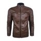thumbnail image 1 of Guardurnaity Disfrute de la comodidad y el estilo con la chaqueta de cuero de PU para hombre Chaqueta de motocicleta de cuero sintético Chaqueta Camisetas café, 1 of 6