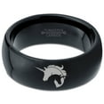 thumbnail image 2 of Tungsten Yin Yang Mythical Unicorns Band Ring 8mm Men Women Comfort Fit Black Dome Polished, 2 of 4