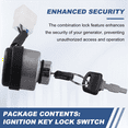 thumbnail image 4 of 4 Wire Ignition Key Switch with Keys Door Locks Fit for 2-5KW Gasoline Generators Fits Gas Generator, 4 of 8