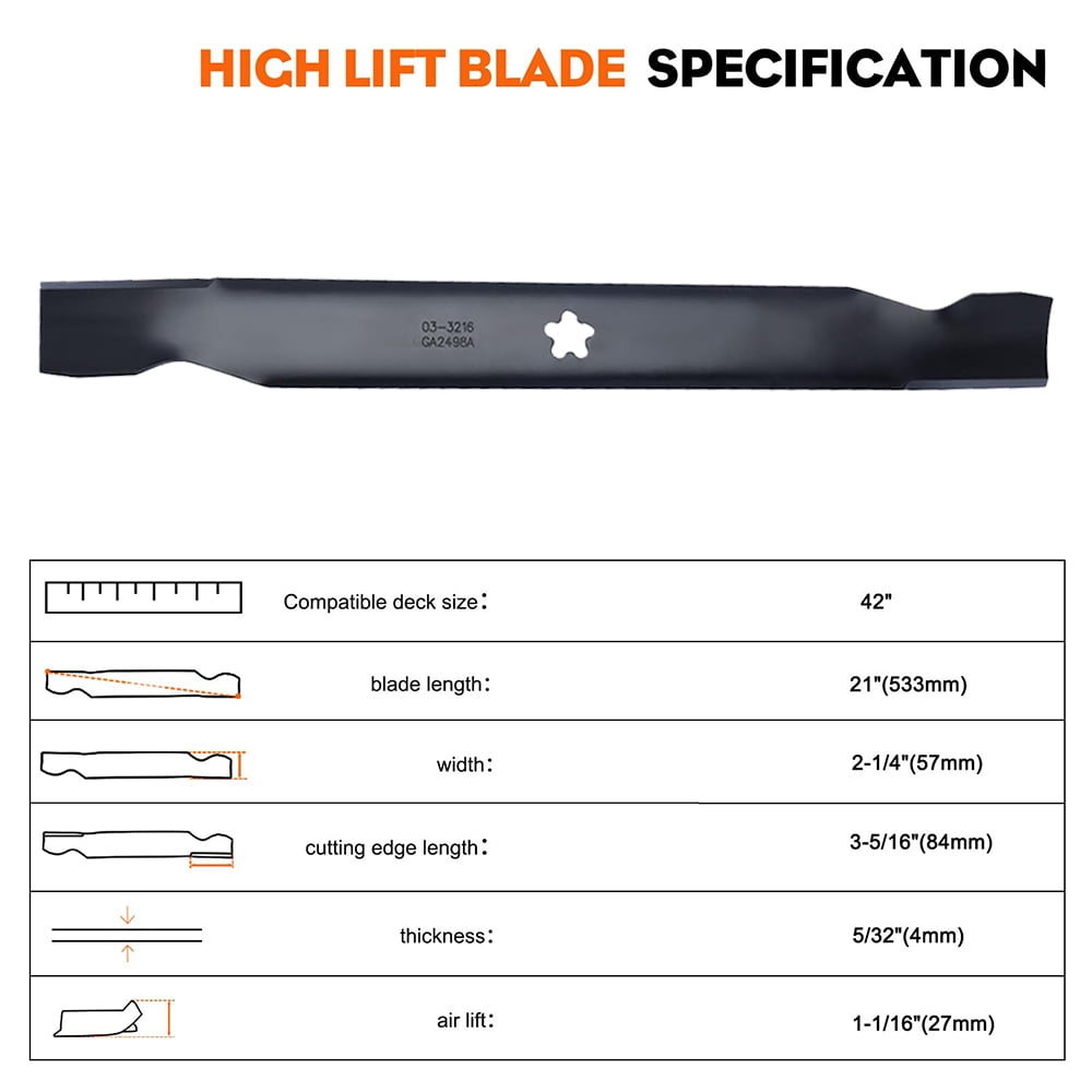 2 PCS Mower Blades for Craftsman LT1000 LT2000 42″ Riding Mower, Poulan Pro Husqvarna 42'' Deck Lawn Tractor 138971