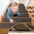 thumbnail image 3 of Auto Beyond Wooden Stair Treads 15 Pieces 8 inch x 30 inch Stair Non-Slip Mats Self-Adhesive Backing Tearable Stickable Washable Brown, 3 of 5