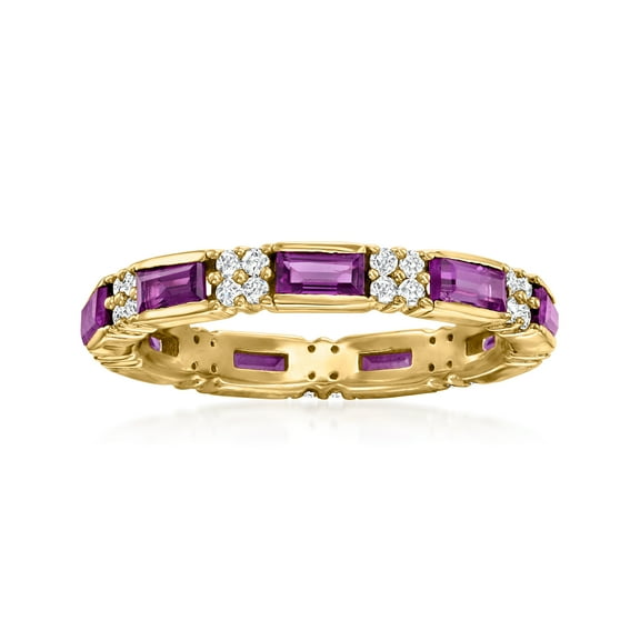 Ross-Simons 1.20 ct. t.w. Amethyst and .40 ct. t.w. White Zircon Eternity Band in 18kt Gold Over Sterling, Women's, Adult