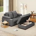 thumbnail image 4 of Furniliving Indoor Chaise Lounge Chair with Storage Ottoman, Oversized Lounge Sofa Chair with Wide Armrests & Cup Holder, Upholstered Comfy Reading Chair for Living Room, Bedroom (Grey), 4 of 9