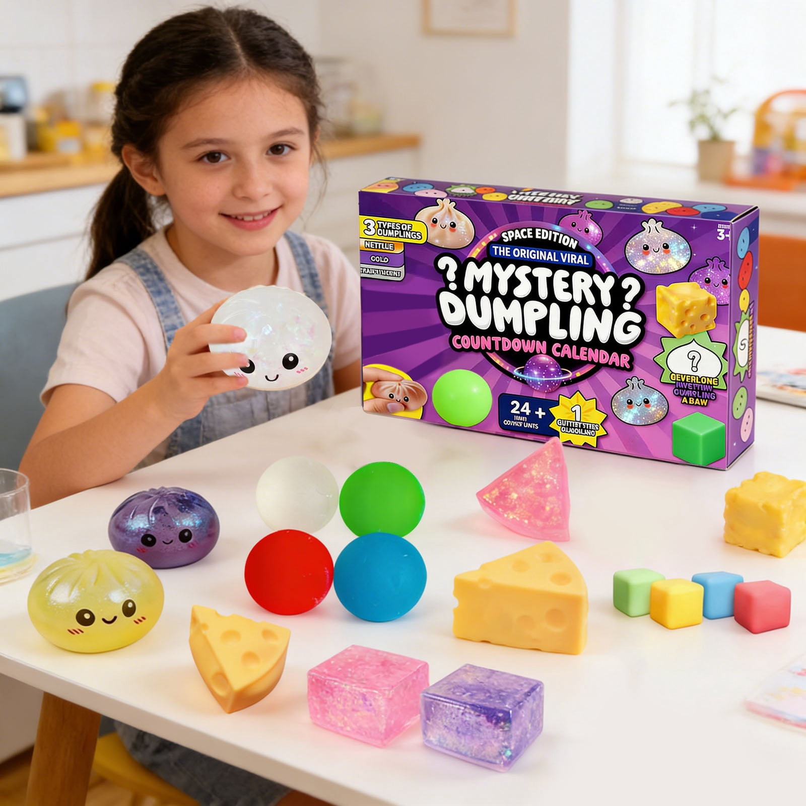 Mystery Dumpling Advent Calendar, 24-Day Countdown Calendar Squishies Toys, Stress Relief & Sensory Fidget Gifts