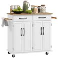 thumbnail image 1 of HOMCOM Kitchen Island on Wheels, Kitchen Cart with Wood Top, 2 Drawers, 1 of 10