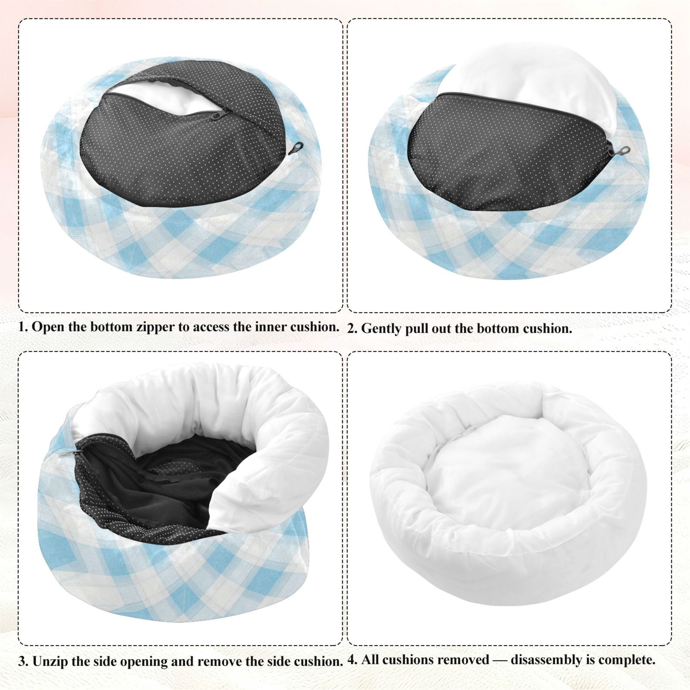 Iauyy Pet Couch Donut Cat Bed for Indoor Cats/Small Dogs Washable & Machine with Non-slip Bottom Calming Cat Furniture, Light and Airy Watercolor Style (S)