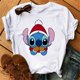 thumbnail image 3 of Camiseta divertida de Navidad Kawaii Lilo Stitch para mujer, camiseta de manga linda de Stitch, camiseta gráfica Y2k, camisetas de calle, camisetas para mujer, 3 of 5