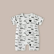 Lovzfmll Toddler's Print Short Sleeve Romper, Cotton Crew Neck Snap Crotch Jumpsuit for Little Boys, Summer Casual Outfits for 0-3 Months