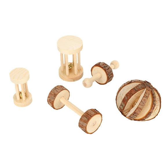 BYARSS 5Pcs / Set Petits Animaux Hamster de sécurité en Bois Jouer Dents Toy Molar for Lapin Cochon Guinée