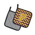 thumbnail image 2 of Letter P Chevron Purple and Gold Pair of Pot Holders, 2 of 2