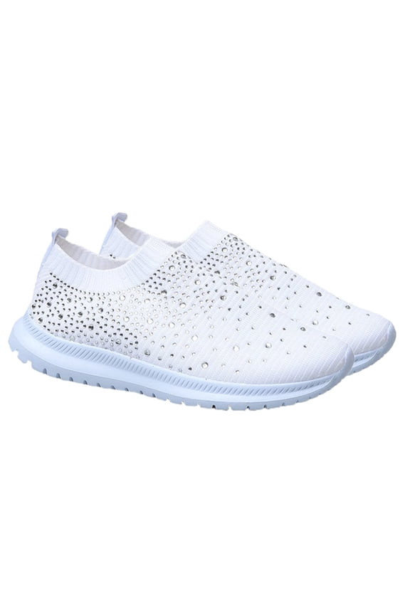 1 Pair Lightweight White Casual Shoes Flexible Textile Fabric Sports Sneakers for Everyday Wear