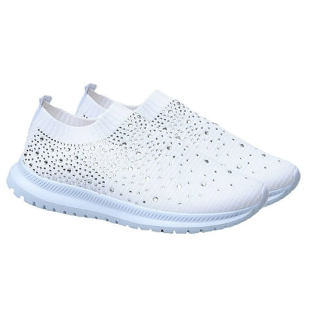 NICEXMAS Women's Lightweight White Athletic Sneakers with Shock-Absorbing, Anti-Skid Sole for Running, Sports & Casual Wear