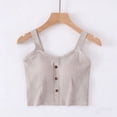 thumbnail image 1 of TaTaai Women Fashion Sleeveless Tank Top Crew Neck Solid Color Short Button Design With Chest Pad Breathable Non See-through Machine Washable Versatile Daily Wear Top Gift, 1 of 5