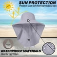 thumbnail image 2 of UPF 50+ Sun Protection Hat for Women's Adult UV Solar Protection Wide Brim Outdoor Beach Fishing Bucket Bonnie Cap Visor with Neck Flap Breathable Mesh Lightweight Foldable Windproof A Light Grey, 2 of 5