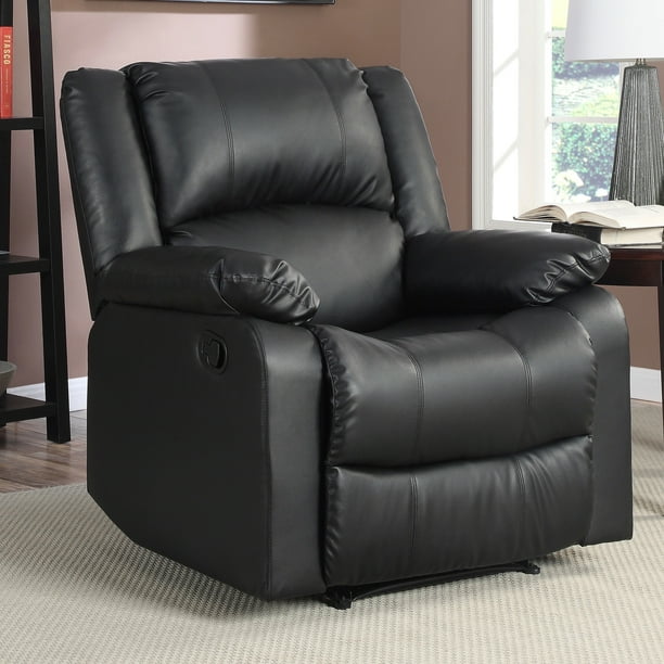 Relax-a-Lounger Warren Standard Manual Recliner, Black Faux Leather