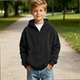 thumbnail image 5 of HAOTAGS Boys Zip Up Hoodie (3-14) Warm Zipper Long Sleeve Casual Hooded Jacket Black Size 11, 5 of 8
