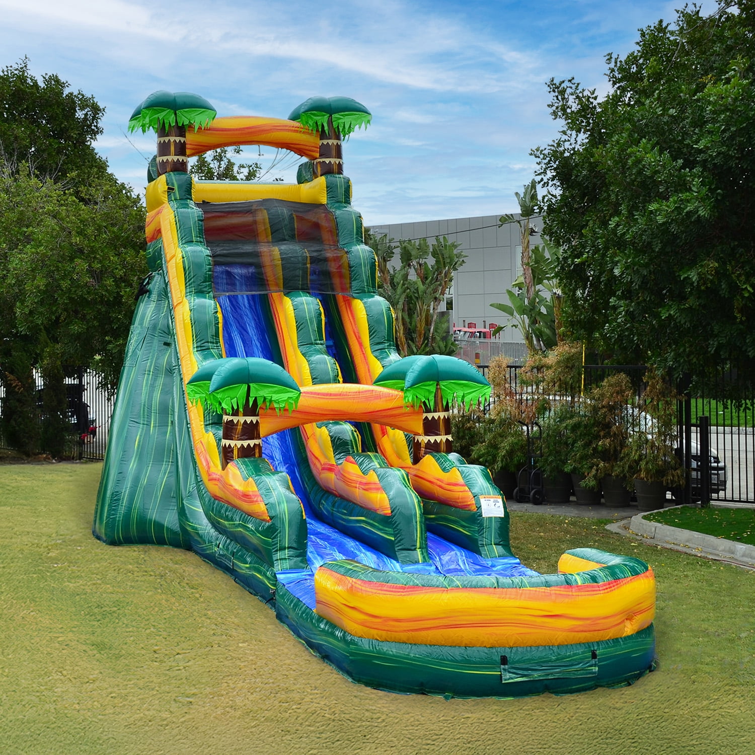 JumpOrange 19FT Cali Palms Commercial Grade Water Slide Inflatable with Detachable Pool for Kids and Adults with Blower