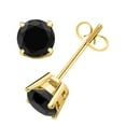 thumbnail image 4 of AoneJewelry0.60 CaratsW Round Black Diamond Solitaire Stud Earrings for Women In 14K Yellow Gold Prong-Setting, 4 of 4