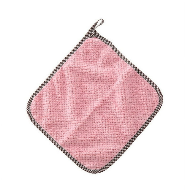 5pcs, Kitchen Daily Dish Towel, Dish Cloth, Kitchen Rag, Non-stick Oil, Thickened Table Cleaning Cloth, Absorbent Scouring Pad