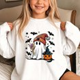 thumbnail image 4 of DJDLJWCJ Girls Halloween Fleece Sweatshirt Long Sleeve Crew Neck Oversized Graphic Pullover Kids Fall Casual Halloween Sweatshirts White Size 11, 4 of 7